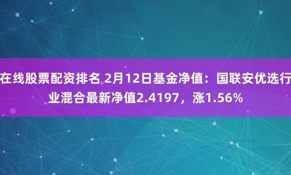 在线股票配资排名 2月12日基金净值：国联安优选行业混合最新净值2.4197，涨1.56%